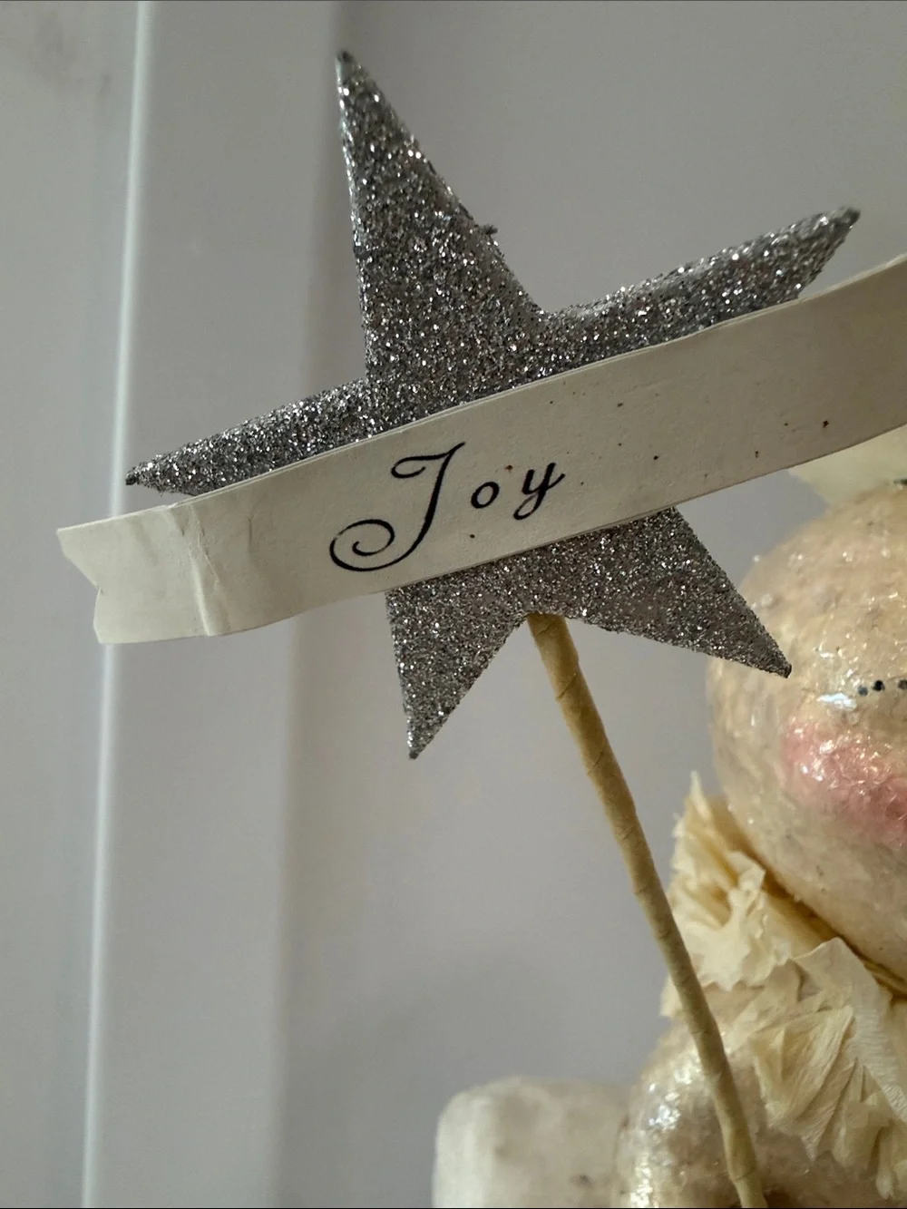 Ivory Glitter Snowman by Bethany Lowe with 'Joy' Star